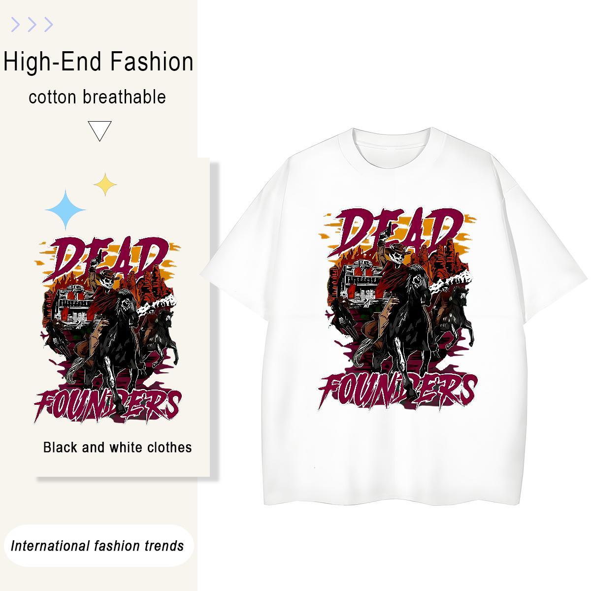 2024 DIY T-Shirts for Women 230g 100% Cotton Crew Neck Hip Hop skull Unisex Tshirts Lady Plus Size Custom Top Shirts