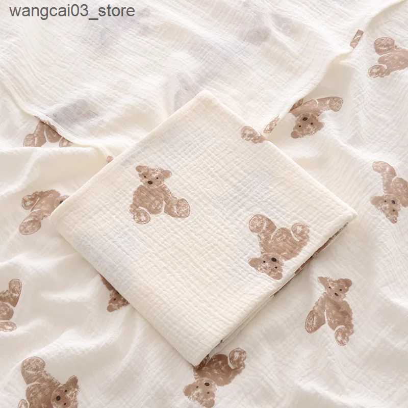Blankets Swaddling Ins Baby Blanket Muslin Swaddle 2 Layer Cotton Receive Blankets for Newborn Bath Towel Summer Bedding Baby Items Mother Kids L24091