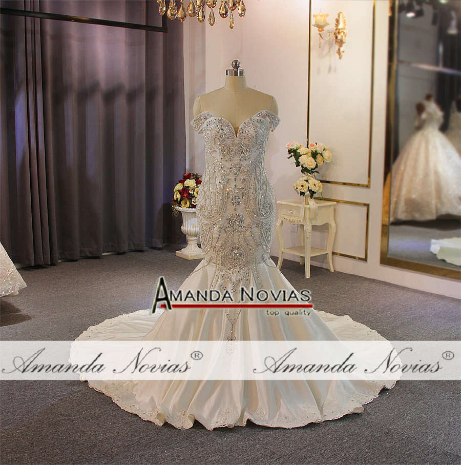 New Style Beaded Mermaid Wedding Dresses with detachable train