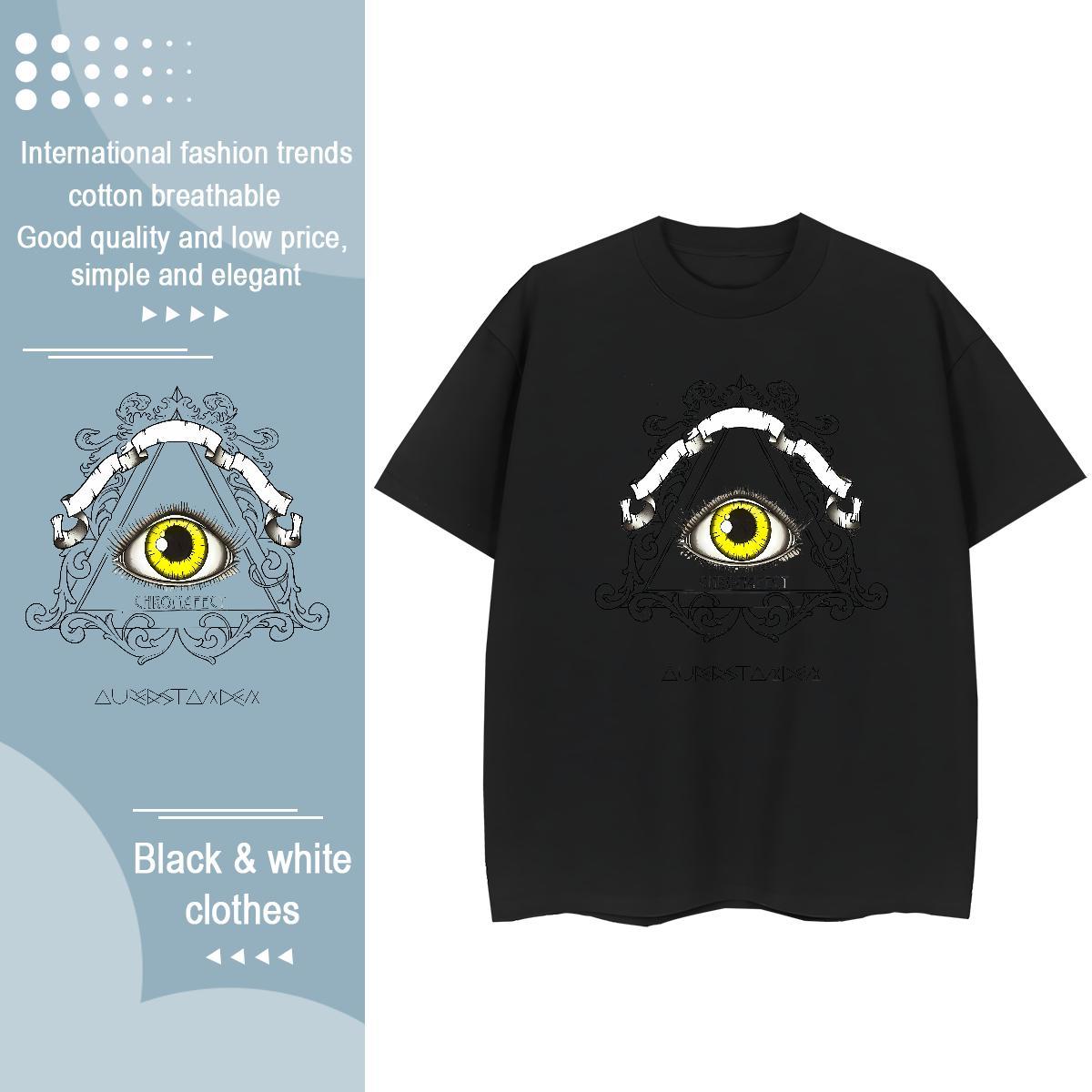 Custom T-Shirts for Women 230g Pure Cotton O-Neck Short Sleeve Spring Summer eye of the devil Women Tees Designer Nice Black White Top Tees