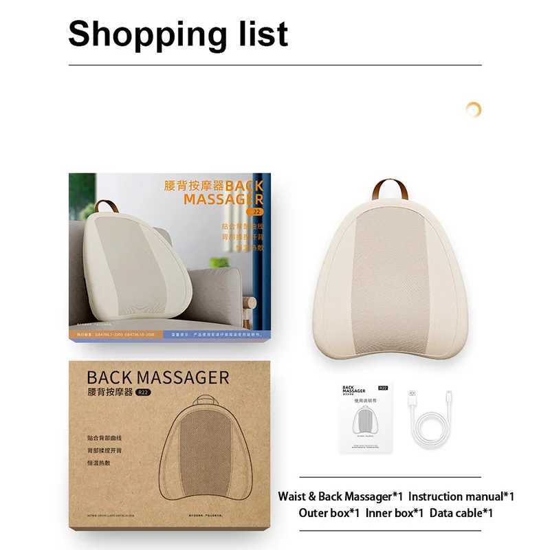 Neck massager pillow style waist back massager electric kneading rechargeable heating shoulder multifunctional back massager W240819