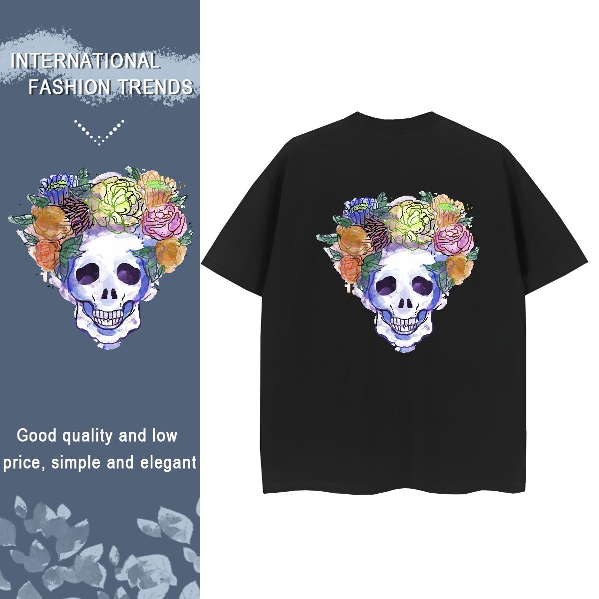 Fashion T shirt 100% Cotton 230g Comfortable Hip Hop skull Tshirt for Man Woman Brand Anime Print Tees