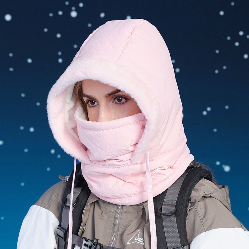 Winter Hat Face Mask Scarf One-piece Hat with Fleece Insulation Neck Protection Hood Women's Cycling Skiing Ear Protection Lei Feng Hat