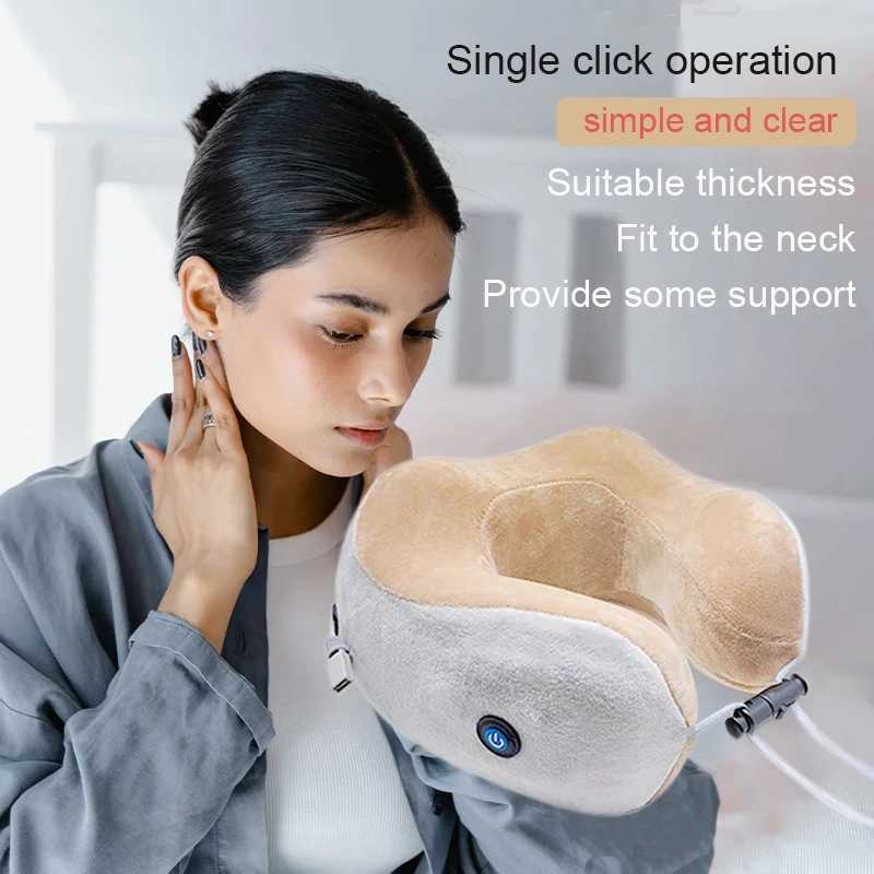 Electric massage pillow neck relaxation tool U-shaped suitable for the neck suitable for travel and family massage with single button operation W24081
