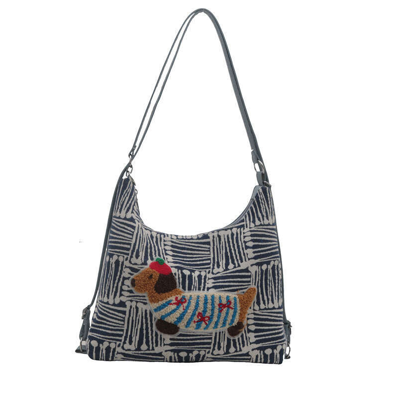 2024 autumn cute cartoon backpack with large capacity checkered canvas tote bag, single shoulder crossbody bag for women