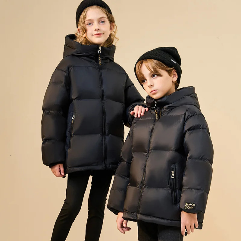 Korea Winter 5-14 Years Kid Girl Down Coat Thickened Hooded Solid Pocket Warm Teenager Girl Jacket Child Girl Winter Jacket 241008
