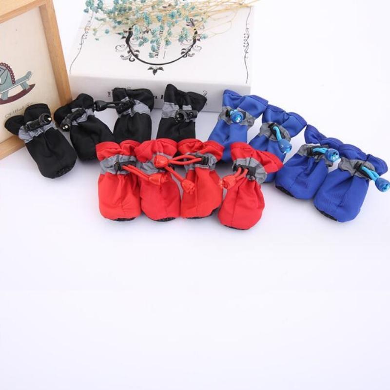 4pcs Waterproof Pet Dog Shoes Anti-slip Rain Snow Boot Thick Warm For Small Cats Dogs Puppy Dog Socks Booties