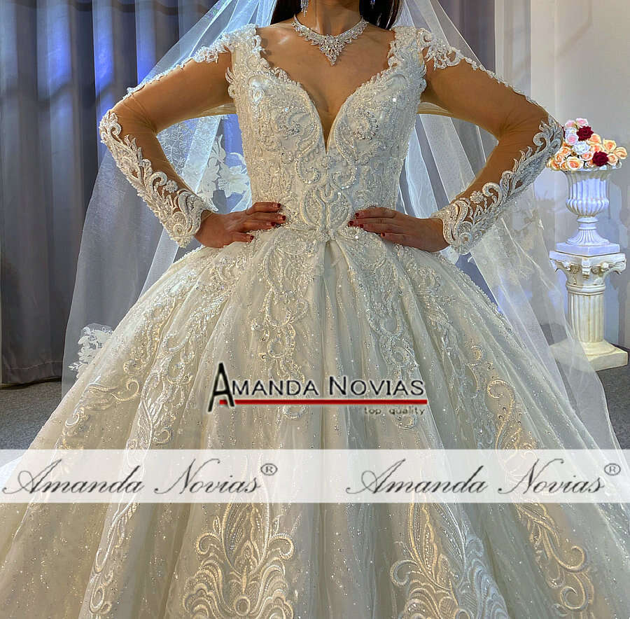 Stunning Lace weddng dress ball gown bridal gowns amanda novias brand