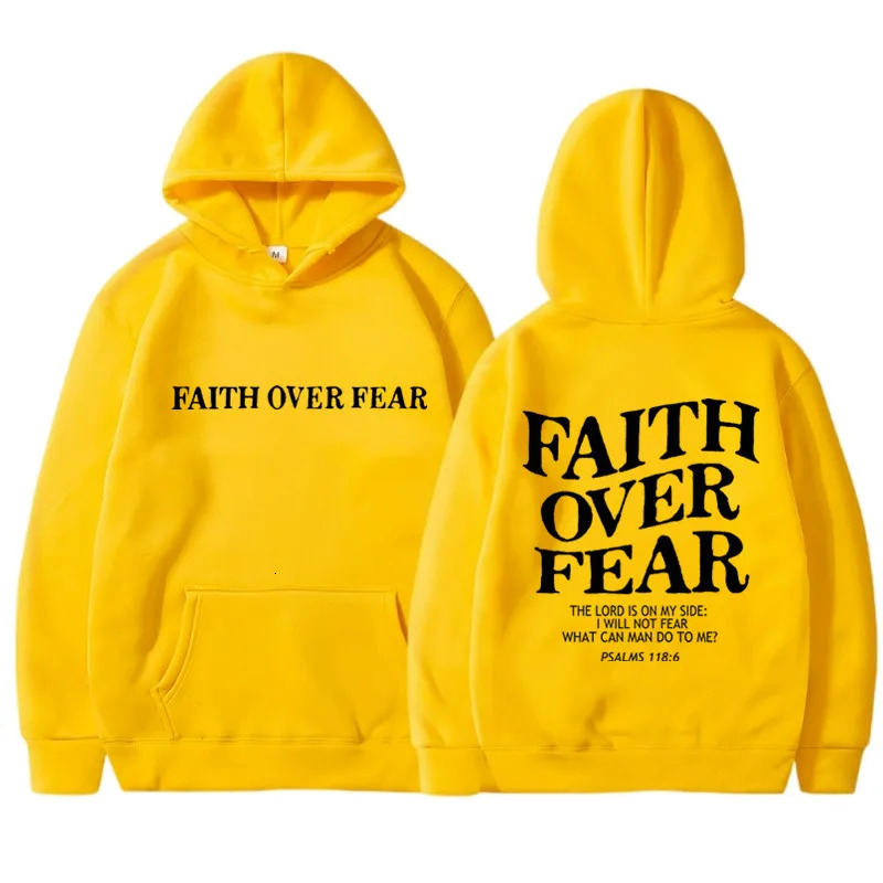FAITH OVER FEAR Print Hoodies for Men Women Casual Long Sleeve Hooded Sweatshirts Hip Hop Harajuku Hoodie Y2k Tops 241010