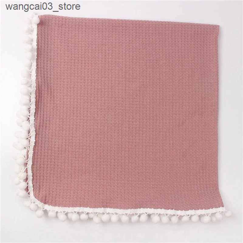 Blankets Swaddling Waffle Knitting Baby Wool Ball Blanket with Baby Milestone Stickers Newborn Swaddle Wrap Receiving Blanket Bedding for 0-10M L24091