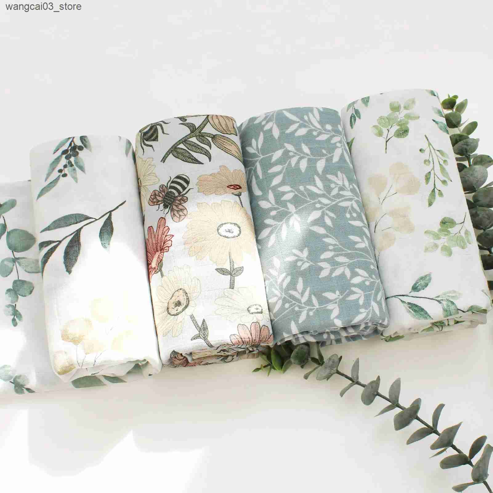 Blankets Swaddling Leopard Bamboo Cotton Muslin Swaddle Newborn Blanket Set Baby Blanket Infant Receiving Bedding Stroller Cover L240910