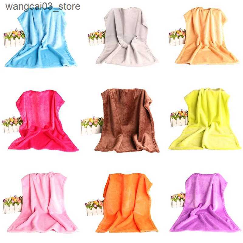 Blankets Swaddling 50*70cm Velvet Fleece Blanket for Baby Swaddling Small Throw Rug Bedding Cover Case Sheet Flannel Warm Solid Warm Micro Plush L2409
