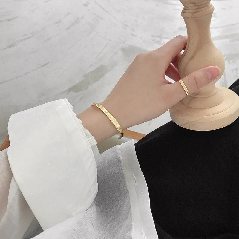 SSTEEL 925 sterling silver bracelet suitable for women irregular 2-color bracelet Manchette bracelet handmade jewelry Bijoux Femme 241007