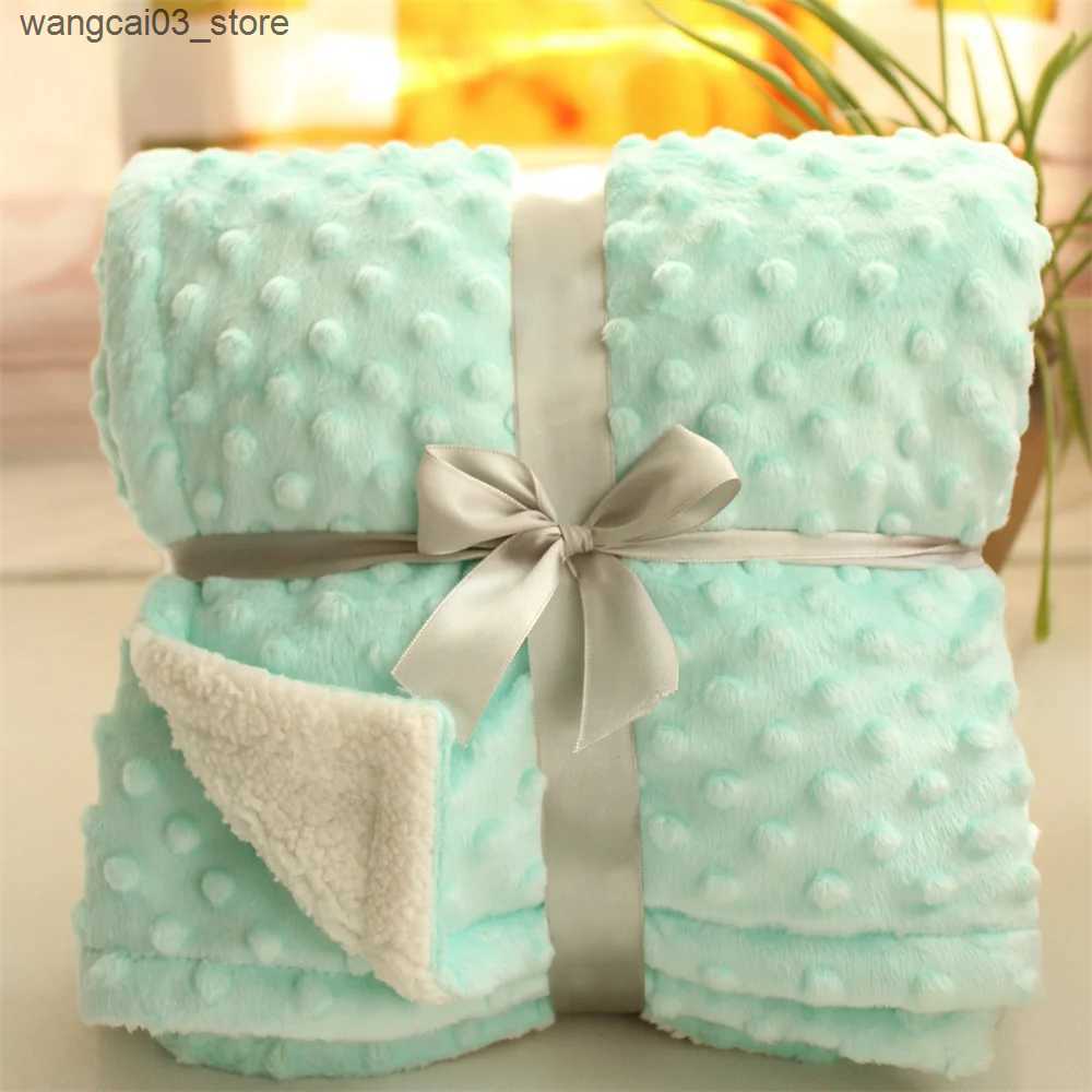 Blankets Swaddling Fluffy Sherpa Dot Design Thermal Baby Blanket Newborn Receiving Blanket Baby Stroller Blanket Plushed Newborn Baby Swaddle L240910
