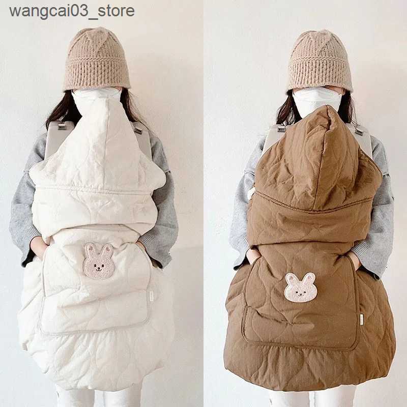 Blankets Swaddling Korean Baby Stroller Blanket Cover Cartoon Bear Hooded Cloak Cape Thicken Newborn Swaddle Wrap Windproof Infant Sleeping Quilt L240