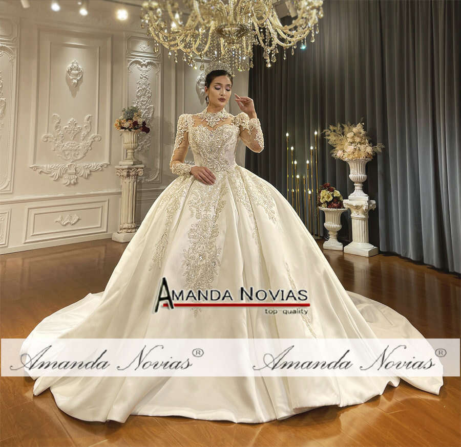 Amanda Novias Crystal Satin Wedding Dress