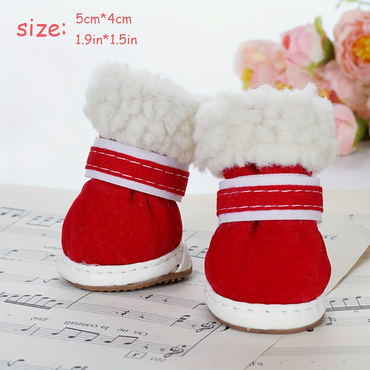 4pcs Dog Shoes, Dog Snow Boots For Winter Paw Protector, Warm Dog Shoes For Puppy With Reflective Strip For Small Size Dogs