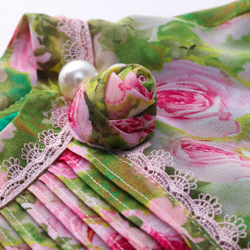 high-end exquisite for women 2024 new style formal occasion green floral long sleeved waist slimming dress