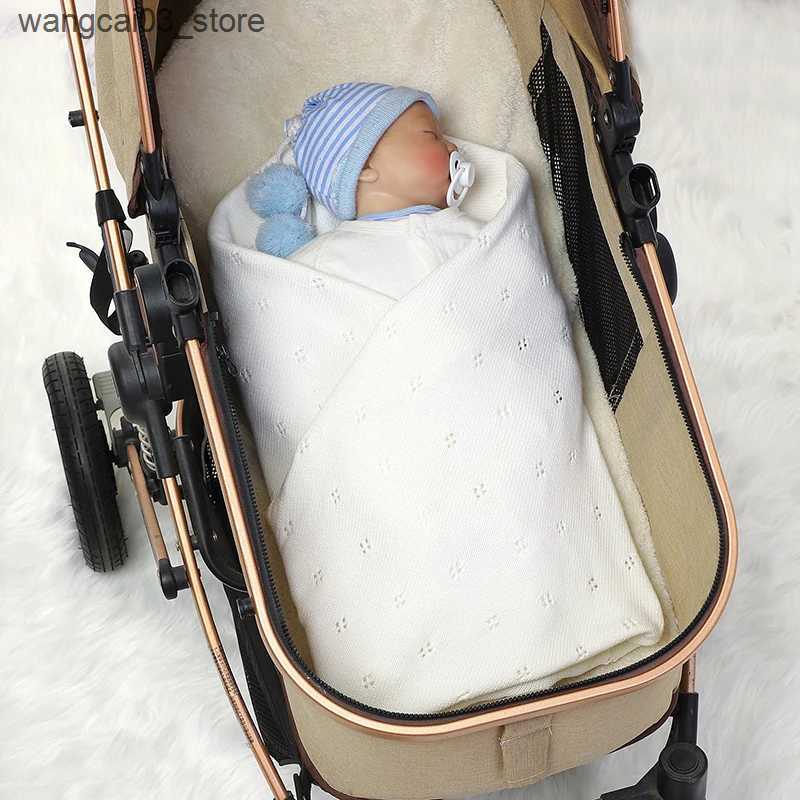 Blankets Swaddling Baby Blankets Cotton Knit Newborn Boys Girl Bed Quilt 90*70CM Hollow Out Plaid Infant Stroller Swaddle Soft Fashion Ruffles Wrap L2