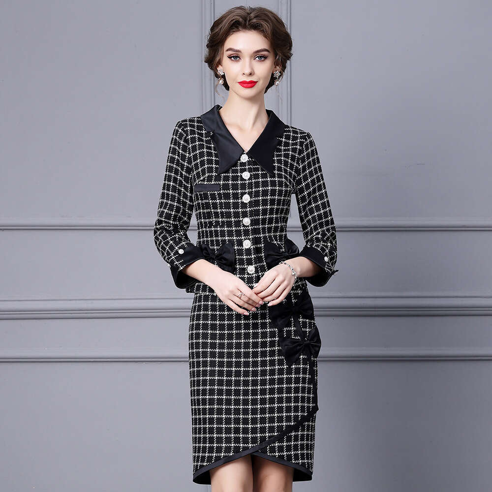 autumn outfit paired with a complete of fashionable shirt collar and high-end dress two-piece set for women 2024 new item
