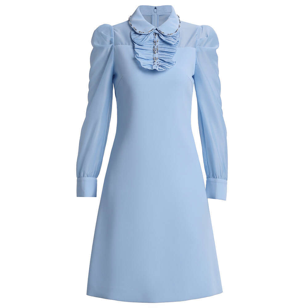 Smart and exquisite dress 2024 autumn new item black doll collar French elegant socialite A-line mid skirt