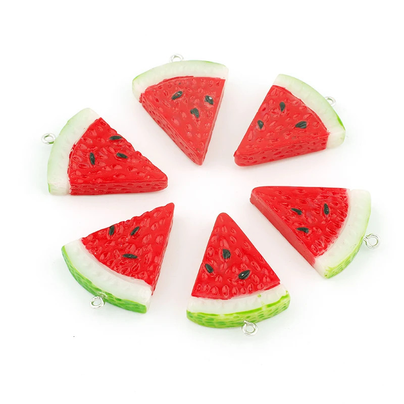 10pcslot resin fruit watermelon charms pendant for necklace bracelet earring Diy jewelry making accessories keychain findings 241010