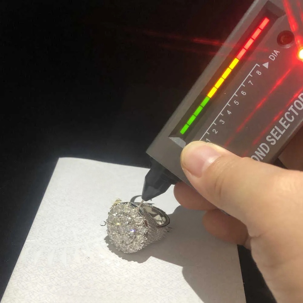 Moissanite Pass Diamond Tester Iced Out 925 Silver Champion Ring Custom Hip Hop 10k 14k Men Jewelry