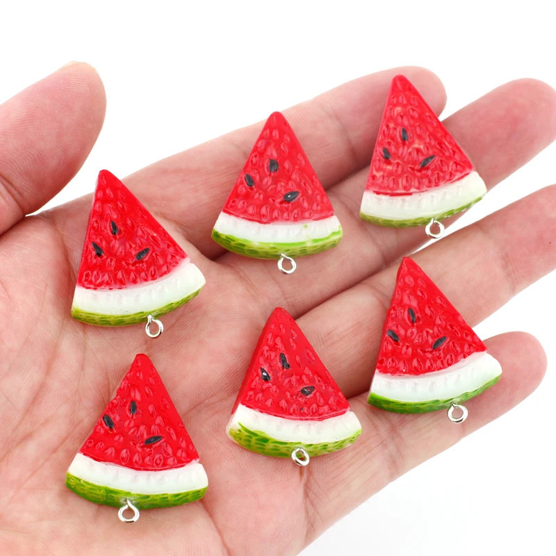10pcslot resin fruit watermelon charms pendant for necklace bracelet earring Diy jewelry making accessories keychain findings 241010