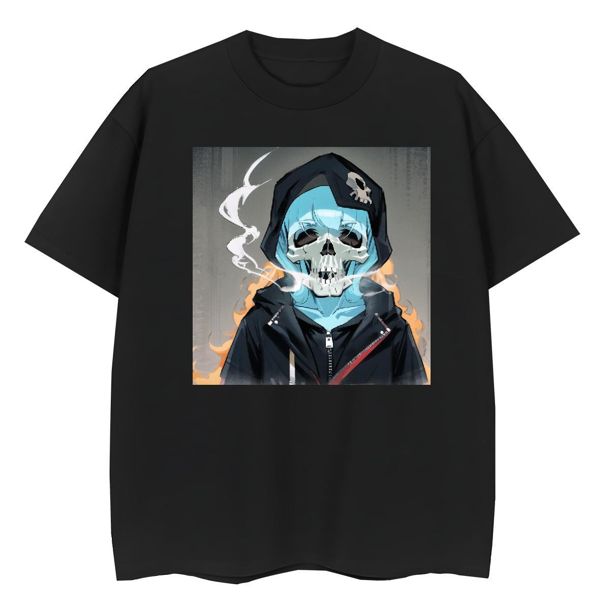 2024 Casual T shirt 230g Pure Cotton Crew Neck Sport skull Woman Tshirt Brand DIY Anime Tops Tees