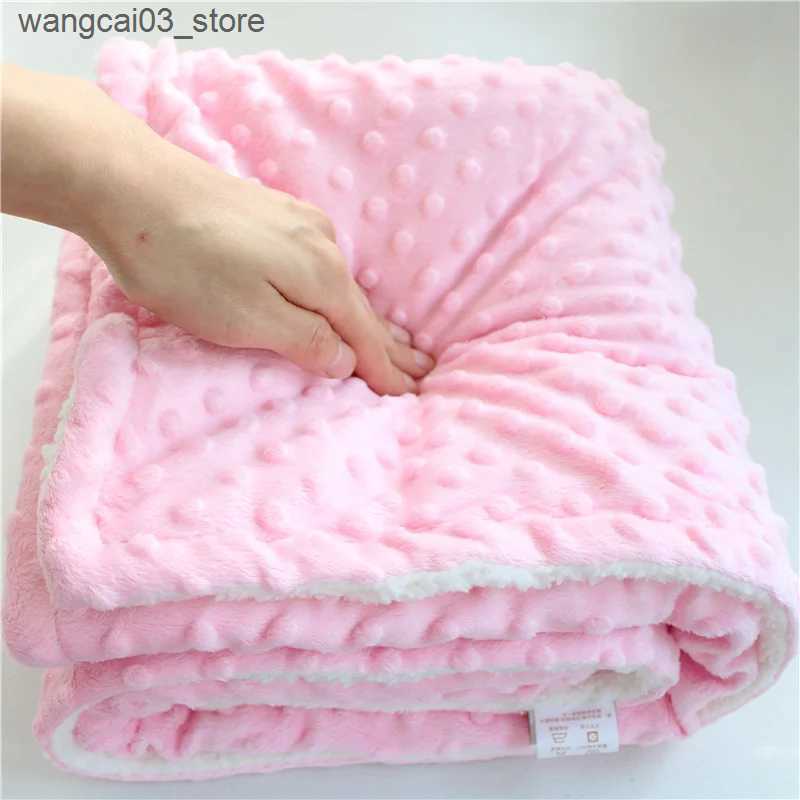 Blankets Swaddling Winter Thick Thermal 3d Minky Dot Kids Blanket Super Soft Sherpa Fluffy Toddler Baby Quilt Swaddle Office Seat L240910 L0910