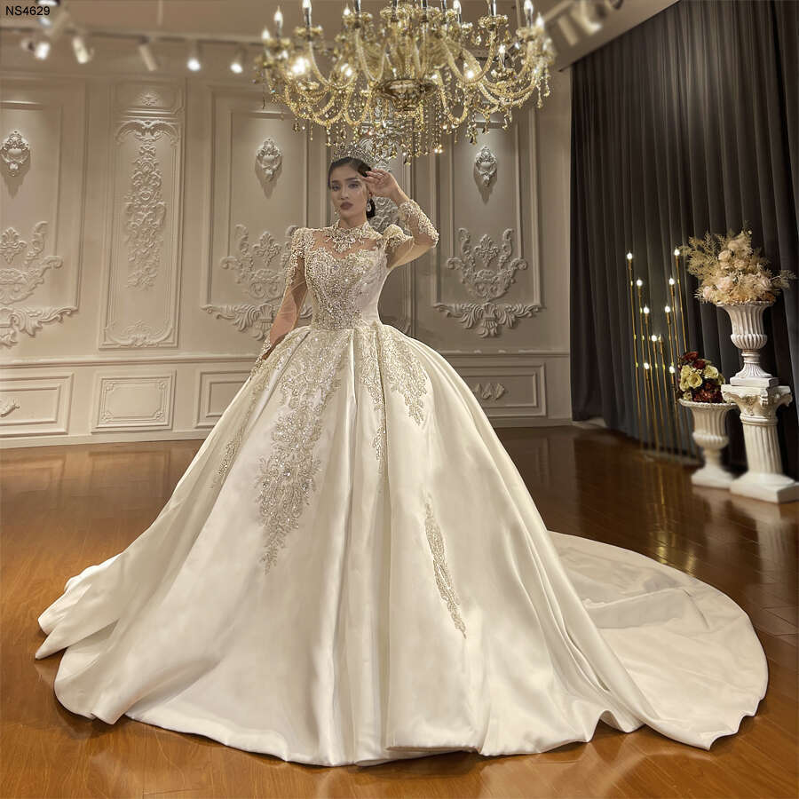 Amanda Novias Crystal Satin Wedding Dress