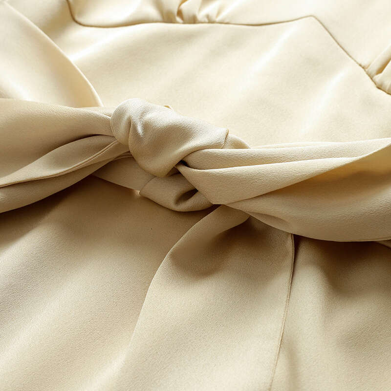 Smart and gentle style dress with short sleeves medium to long length yellow belt slimming A-line skirt 2024 summer new item