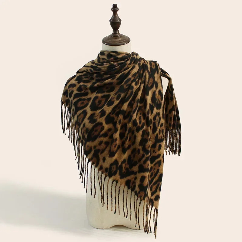Fashionable Leopard Print Scarves for Woman 190cm Large Multi-function Scarves Autumn Winter Windproof Warm Scarf 241009