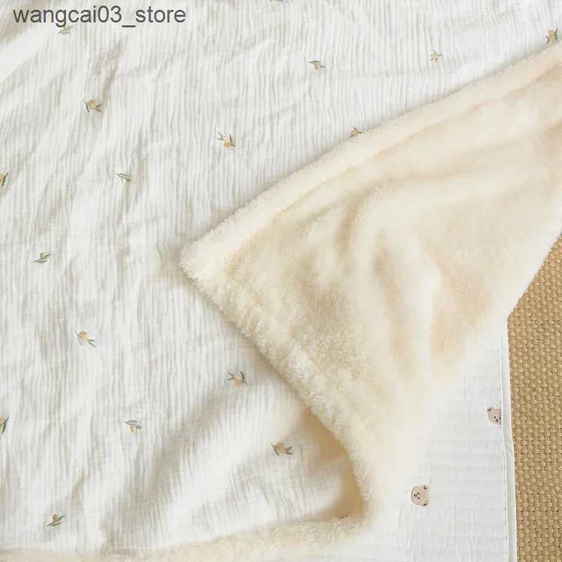 Blankets Swaddling Baby Blanket Newborn Fleece Muslin Baby Swaddle Wrap Printed Super Soft Warm Throw Blankets Crib Stroller Cover Quilt L240910