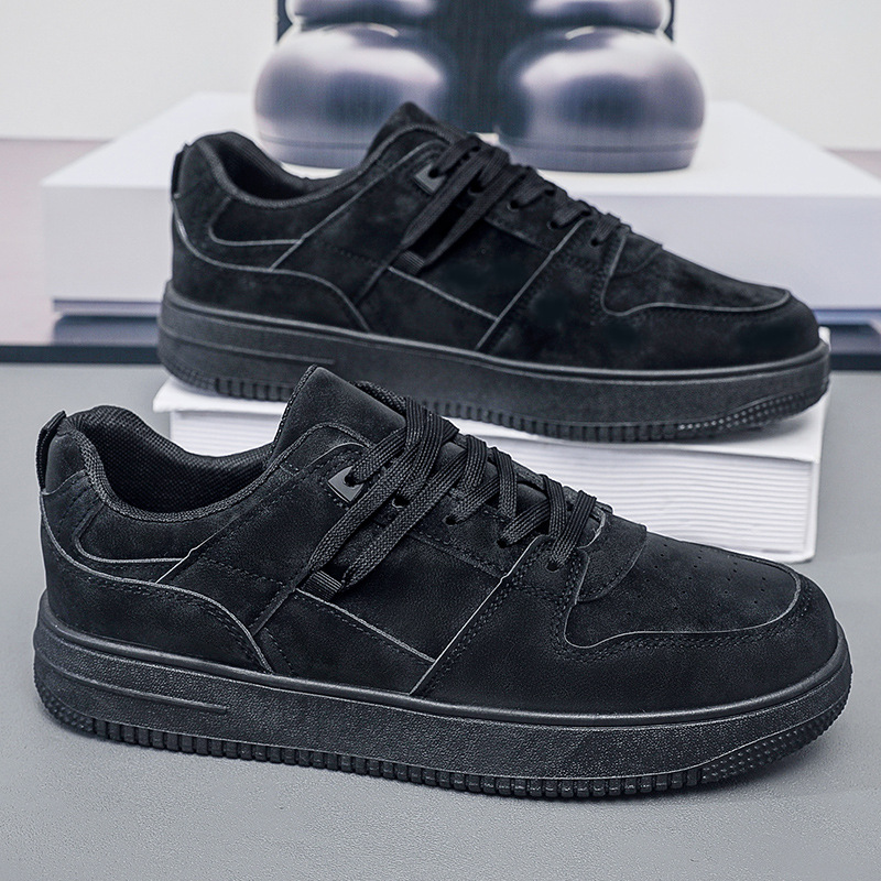 Men Casual Shoes Black White Brown Breathable Trendy Shoes Non-Slip Lace Up Outdoor Platform Sneakers