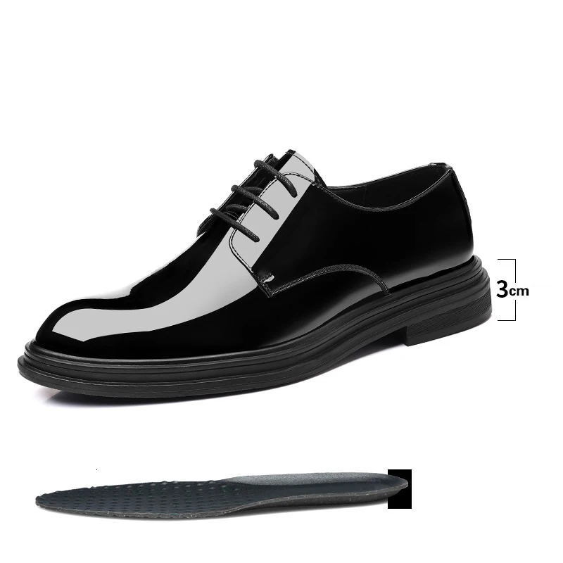 6CM mens high boots 8CM mens elevator dress shoes patent leather mens leather business shoes 241007