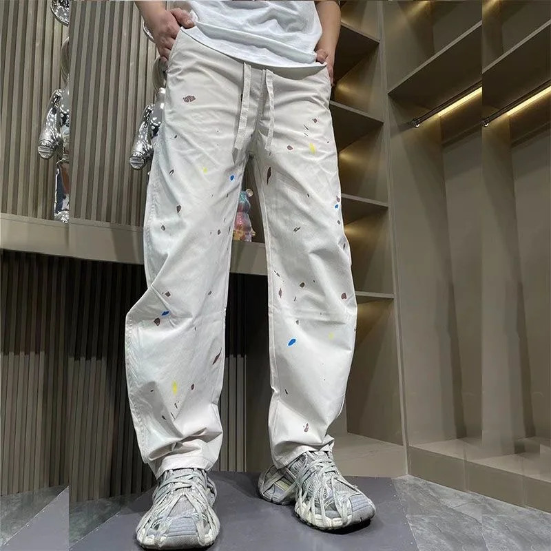 Hip Hop cargo pants mens streetwear paint spots skateboard Trouser Harajuku Korean fashion casual bag pants y2k 241007
