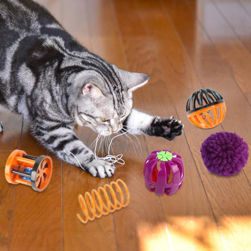 Cat 3 Tunnel Toys Set Halloween 3-Way Tunnel Toy Channel Set Bell Ball Tease Cat Toy Set For Kitten Rabbit Indoor Cats