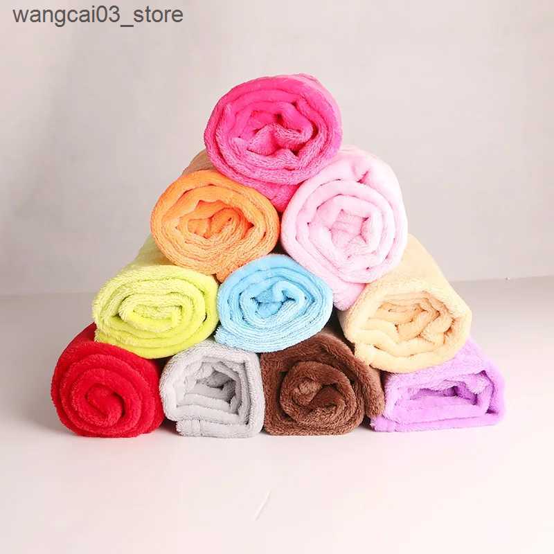 Blankets Swaddling 50*70cm Velvet Fleece Blanket for Baby Swaddling Small Throw Rug Bedding Cover Case Sheet Flannel Warm Solid Warm Micro Plush L2409