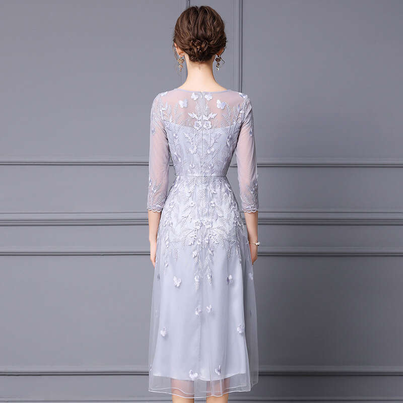 2024 Autumn New Style Womens Flavor High end Nail Bead Embroidered Long Dress