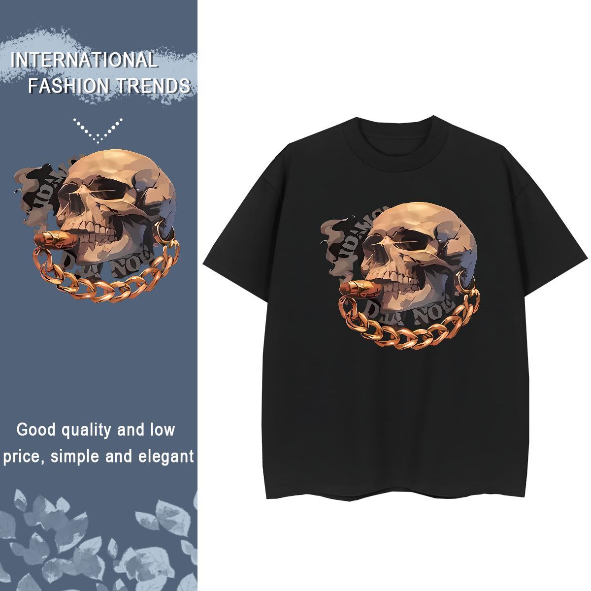 Designer T Shirts Women 230g Pure Cotton Breathable Short Sleeve Home Outdoor skull Woman Tshirt Lady Cartoon Printing L-4XL Clothings
