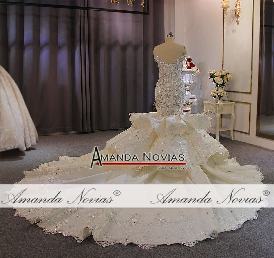 New Style Beaded Mermaid Wedding Dresses with detachable train