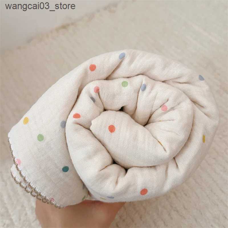 Blankets Swaddling Color Dot Baby Blankets Newborn Musselin Bluse Pillow Baby Muslin Blankets Bedding Cover Nap New Born Receiving Swaddle L240910