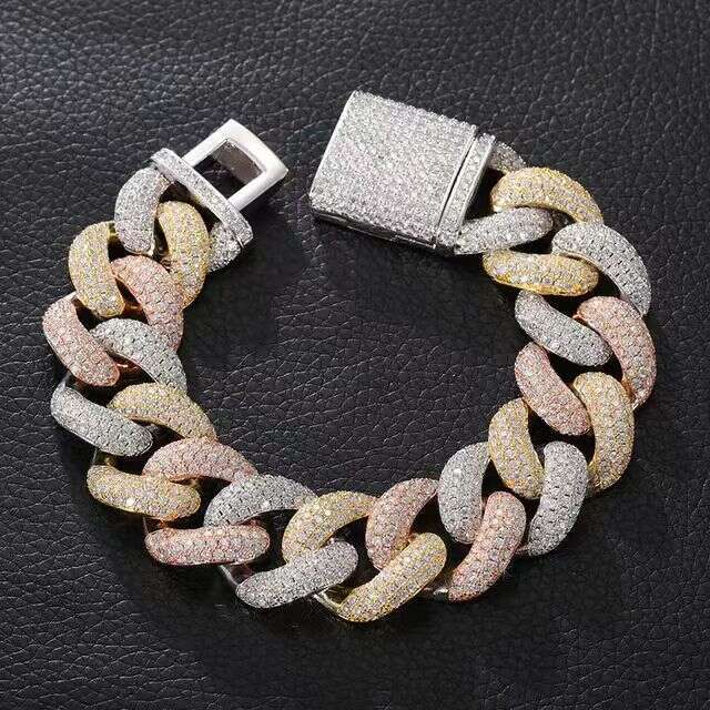 necklace 15mm bubble three color cuban chain set with personalized fashion brand men's hip hop jewelry