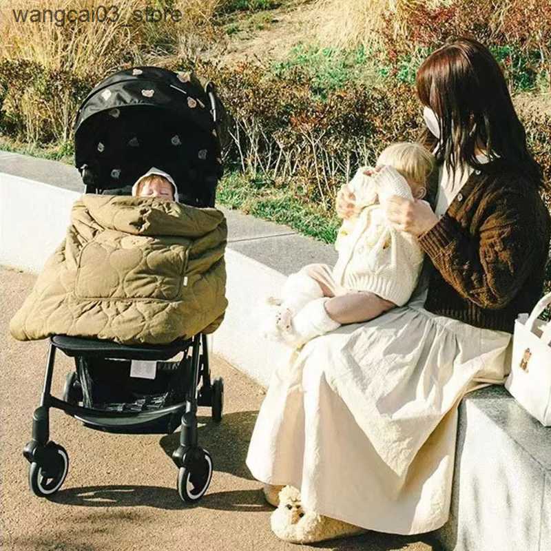 Blankets Swaddling Korean Baby Stroller Blanket Cover Cartoon Bear Hooded Cloak Cape Thicken Newborn Swaddle Wrap Windproof Infant Sleeping Quilt L240