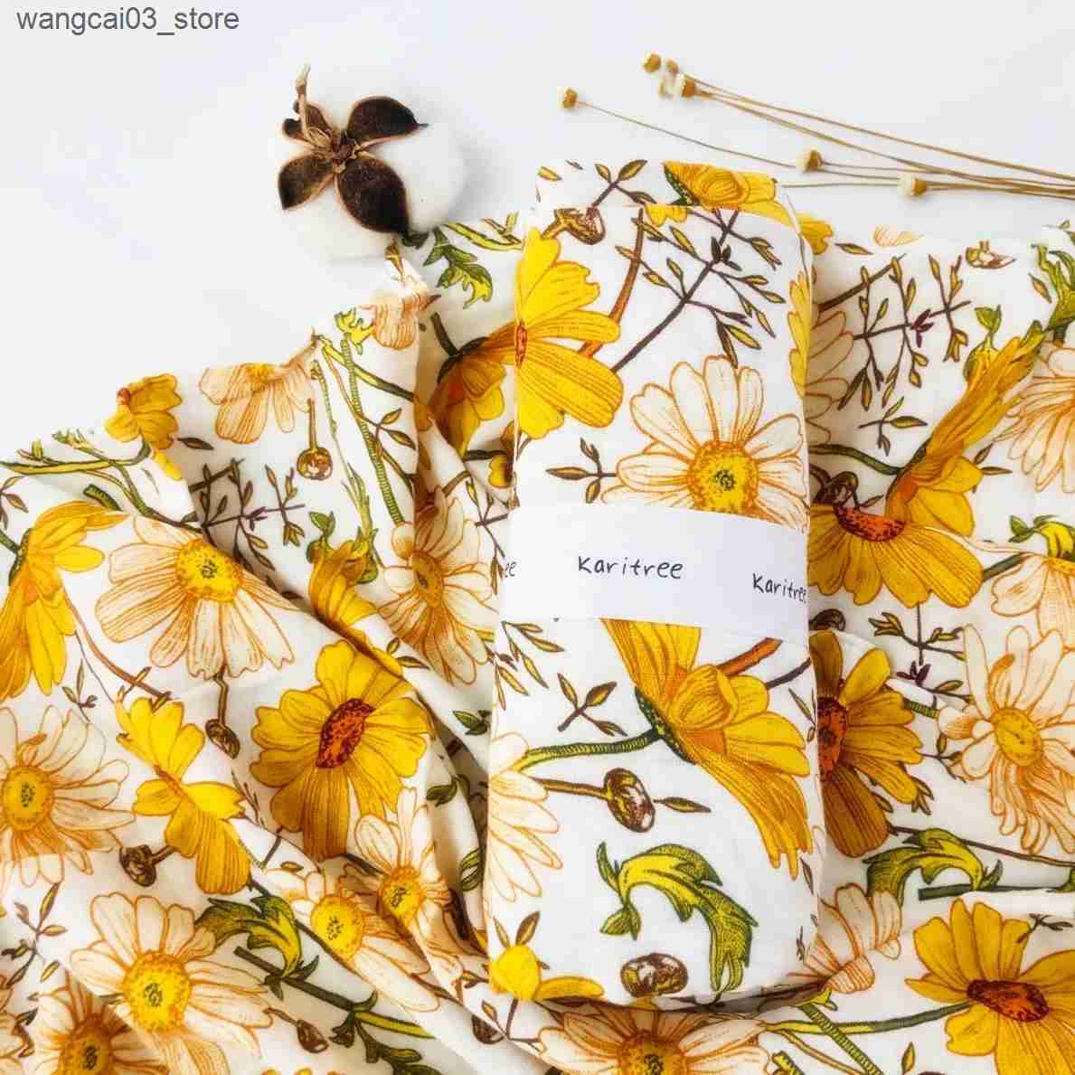 Blankets Swaddling 120*120cm Bamboo Cotton Swaddle Blanket Print Muslin Baby Blankets Infant Swaddle Towel For Newborns Baby Wrap Kids Bed Sheet L2409