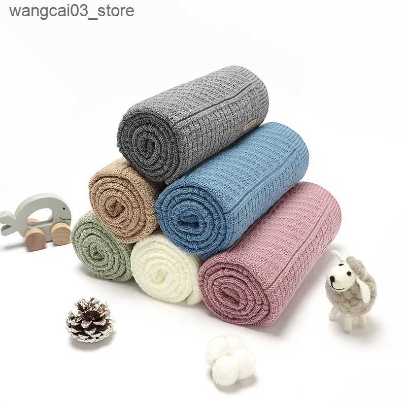 Blankets Swaddling Infant Baby Blanket Knitted Newborn Kid Bed Plaid 100*80CM Quilt Solid Toddler Girl Boy Stroller Swaddling Super Soft Breathable L2