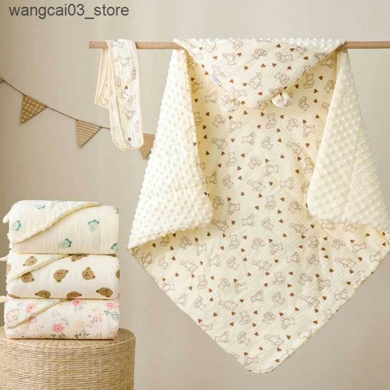 Blankets Swaddling Cotton Blanket for Toddler Newborn Stroller Blankets Cover Strong Absorbent Swaddles Wrap Quilt with Pattern L240910