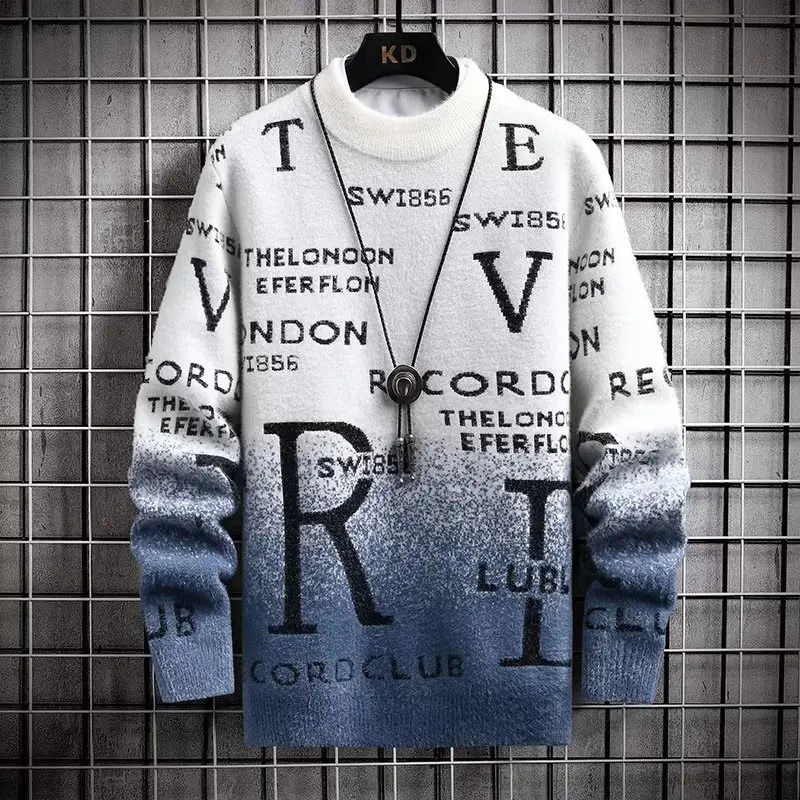 Autumn Winter Mens Sweater Korean Fashion Mens Clothing British Elements Sweater Mens Casual Zipper O-neck Sweater Mens 240930