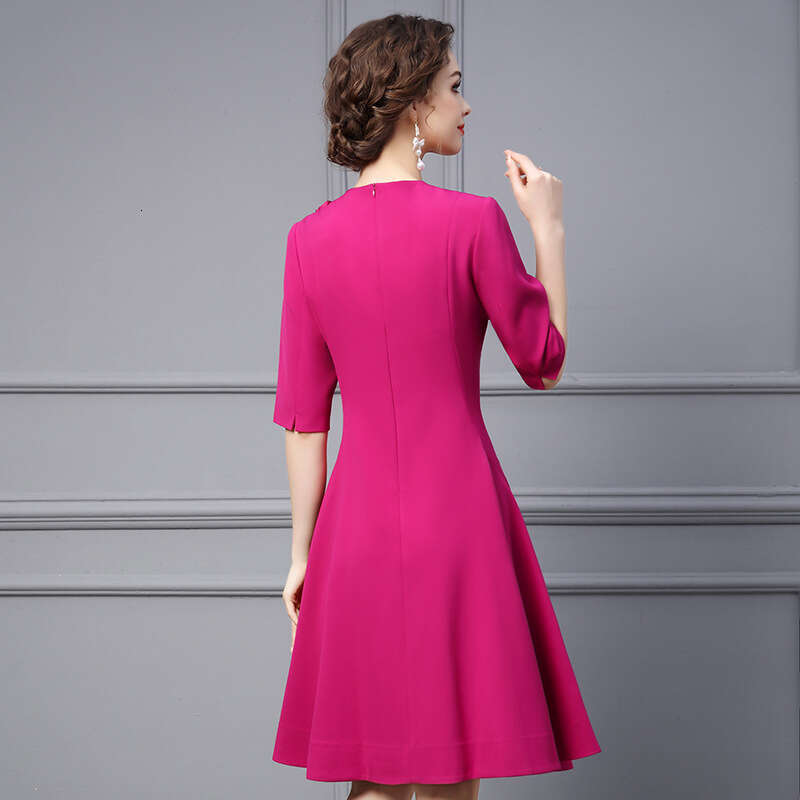 2024 autumn new dress formal occasion temperament gentle style flower waist slimming A-line skirt